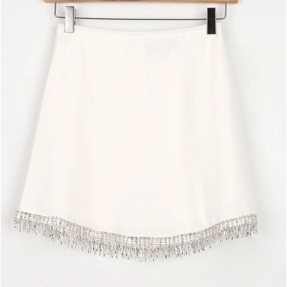 Lulus Rhinestone Fringe Miniskirt size XS